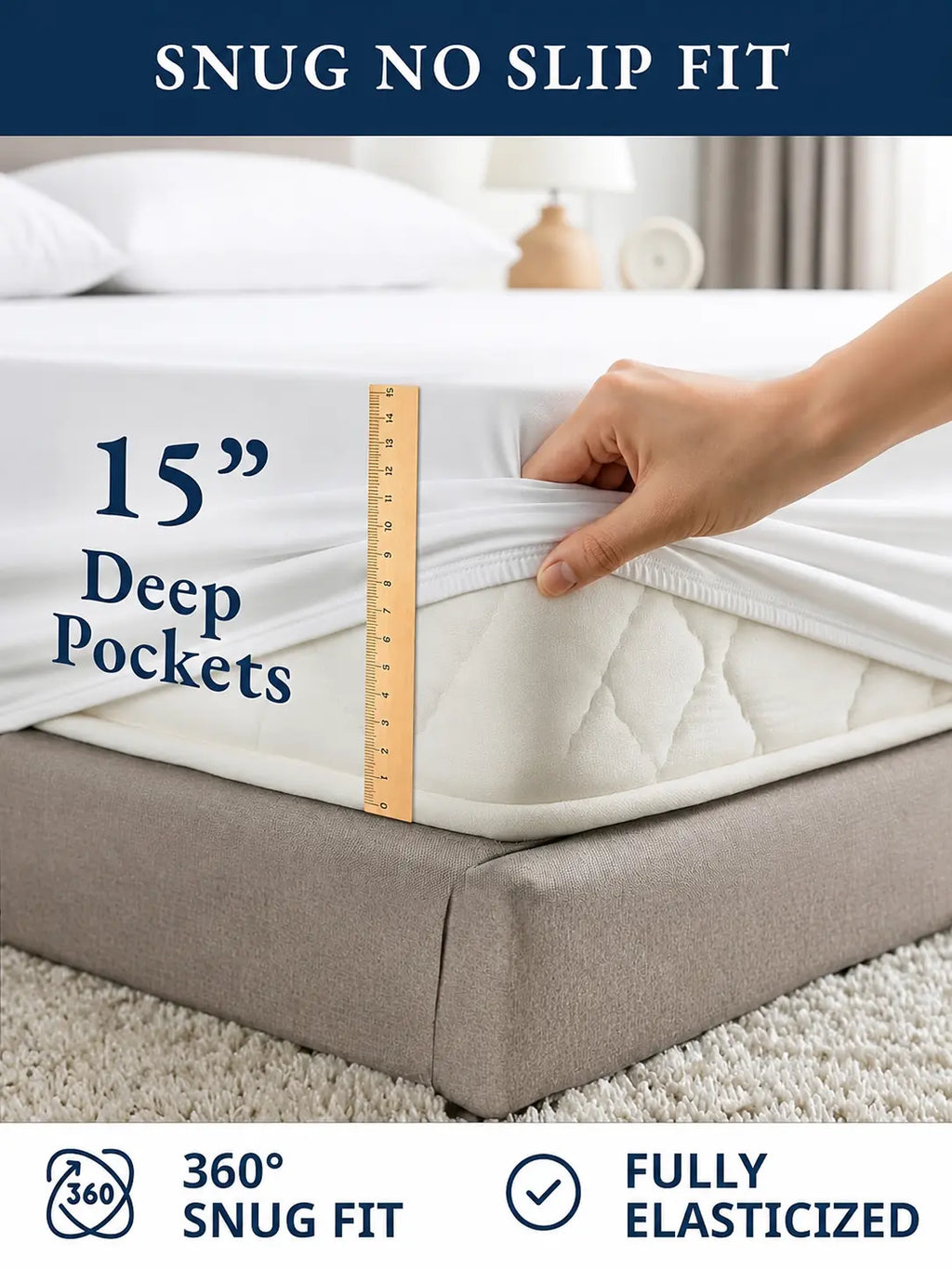 LANE LINEN 100% Organic Cotton Percale Weave Twin Size Bedding Set - 15" Deep Pocket Fitted Sheet, Breathable White Linens, Dorm Room Inspo Bed Essentials