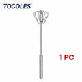 Stainless Steel Hand-Push Rotary Whisk Food-Grade Rust-Resistant Sturdy Riveted Construction Semi-Automatic Design Versatile for Cooking Blending Whisking Beating and Stirring Tasks Easy to Clean