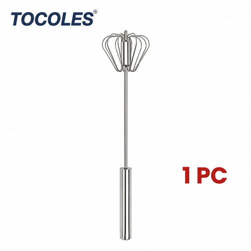 Stainless Steel Hand-Push Rotary Whisk Food-Grade Rust-Resistant Sturdy Riveted Construction Semi-Automatic Design Versatile for Cooking Blending Whisking Beating and Stirring Tasks Easy to Clean
