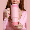 Stay Hydrated in Style: Coquella 40 Oz Insulated Tumbler with Handle & Push-Button Straw Lid – Perfect for Gym & Office, Leakproof & BPA-Free, Rose Quartz
