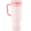 Stay Hydrated in Style: Coquella 40 Oz Insulated Tumbler with Handle & Push-Button Straw Lid – Perfect for Gym & Office, Leakproof & BPA-Free, Rose Quartz