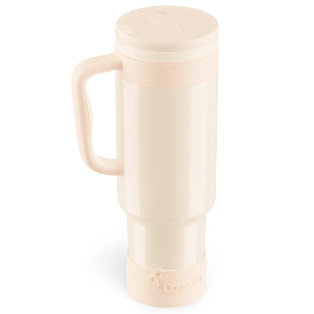 Stay Hydrated in Style: Coquella 40 Oz Insulated Tumbler with Handle & Push-Button Straw Lid – Perfect for Gym & Office, Leakproof & BPA-Free, Rose Quartz
