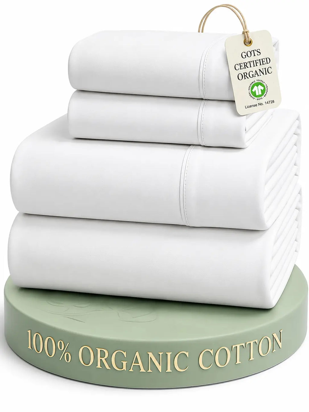 LANE LINEN 100% Organic Cotton Percale Weave Twin Size Bedding Set - 15" Deep Pocket Fitted Sheet, Breathable White Linens, Dorm Room Inspo Bed Essentials