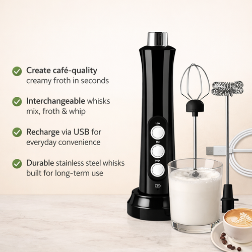 3 In 1 Electric Milk Frother Rechargeable