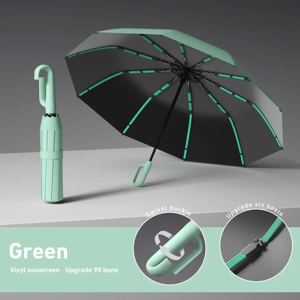 Automatic Folding Umbrella, 1 Count/60Pcs Portable Rain Umbrella with Loop Buckle, Windproof & Waterproof Umbrella for Men & Women