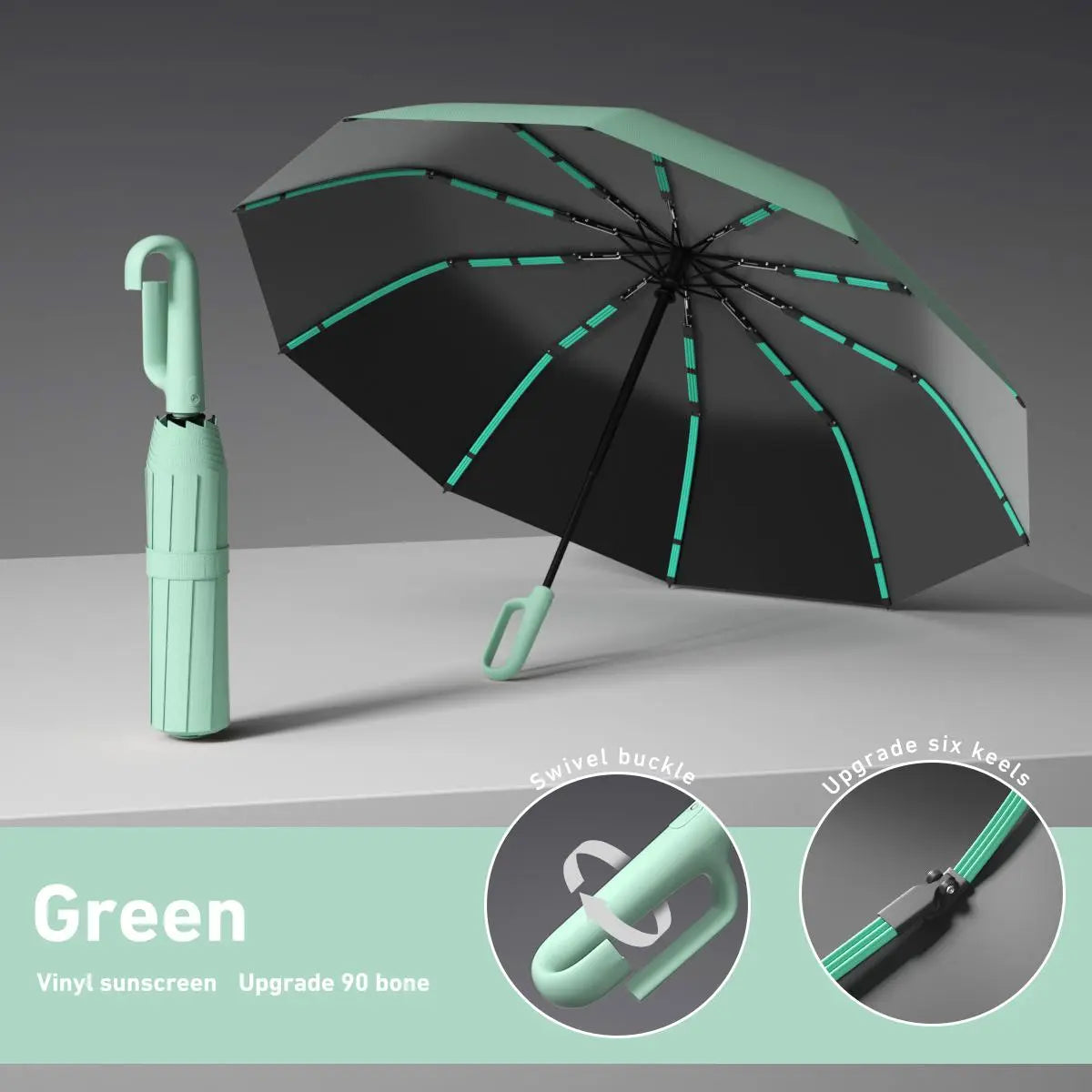 Automatic Folding Umbrella, 1 Count/60Pcs Portable Rain Umbrella with Loop Buckle, Windproof & Waterproof Umbrella for Men & Women
