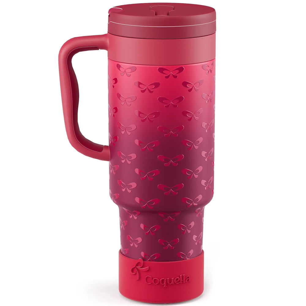 Stay Hydrated in Style: Coquella 40 Oz Insulated Tumbler with Handle & Push-Button Straw Lid – Perfect for Gym & Office, Leakproof & BPA-Free, Rose Quartz